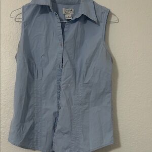Ann Taylor Sky Blue Sleeveless Button Down Shirt